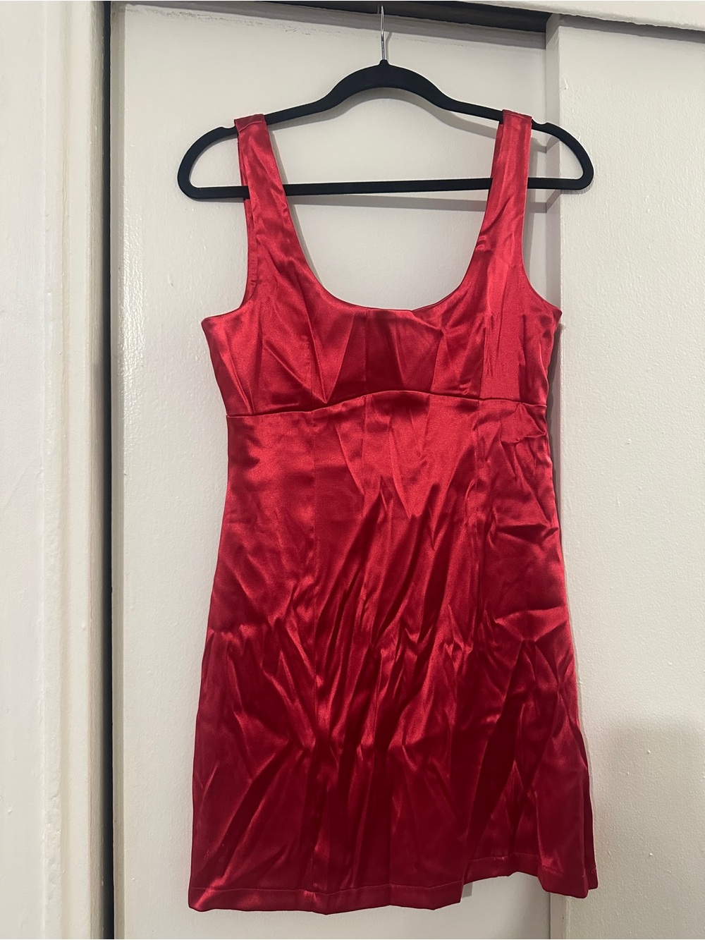 Anthropologie Red Satin Mini Dress